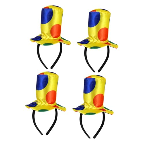 PEPLAYTAL 4 Stück Teiliges Clown Stirnband Leichtes Karneval Party Haarband Bequemes Circus Kostüm Zubehör für Halloween Geburtstag Bühnenauftritt Unisex Passend für Erwachsene von PEPLAYTAL