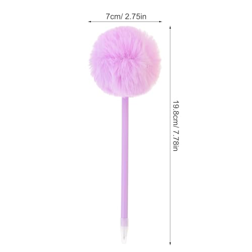 PEPLAYTAL 4 Stück Teiliges Flauschiges Kugelschreiber Dekorativen Pompon bällen Ergonomisch Rutschfest Farbenfrohe Schreibstifte für Schule Büro und Kreative Anwendungen von PEPLAYTAL