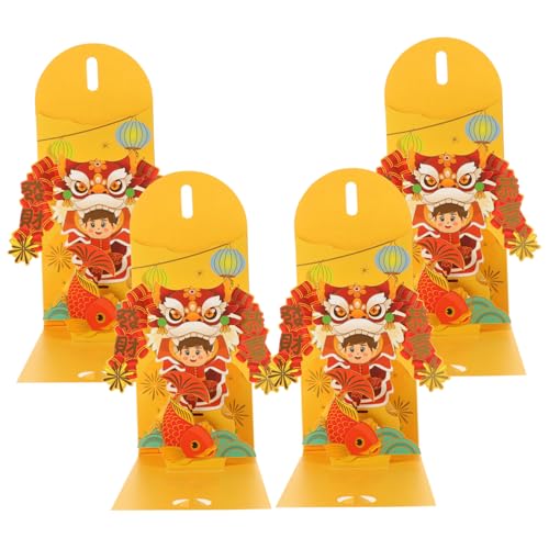 PEPLAYTAL 4 Stück Teiliges Papier Rotumschläge Jahr Des Drachen mit Glücksmotiv Chinesische Geldumschläge Traditionelle Neujahrsdekoration Stabile Lucky Money Bags für Festlichkeiten von PEPLAYTAL