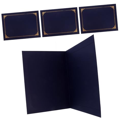 PEPLAYTAL 4 Stück Teiliges Urkundenmappe Papier Zertifikatsschutz Klassischer Stil Eleganter Dokumentenhalter Diploma Cover für Büro und Schule in Blau von PEPLAYTAL