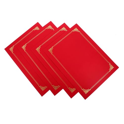 PEPLAYTAL 4 Stück Teiliges Urkundenmappe aus Rotem Papier Vielseitige Zertifikathüllen zum Schutz von Diplomen Auszeichnungen und Dokumenten Leicht und Tragbar für Horizontale und Vertikale von PEPLAYTAL