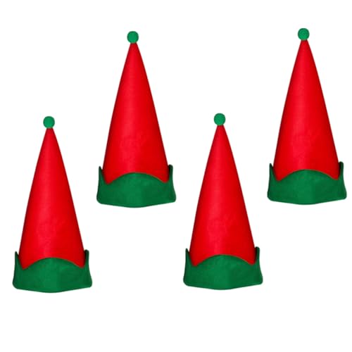 PEPLAYTAL 4 Stück Teiliges Weihnachtsmütze Rote Elfenspitzen Lustige Party Hüte Kostümzubehör Weihnachtsfeier für Foto Requisiten und Festliche Feiern von PEPLAYTAL