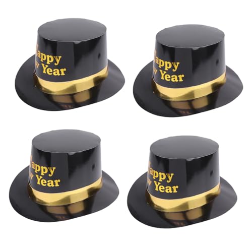PEPLAYTAL 4 Stück Teiliges Year Partyhüte Schwarz Gold Papierhut Wiederverwendbar Leicht Festlicher Neujahrs Kostümaccessoire für Silvester Karneval Cosplay von PEPLAYTAL