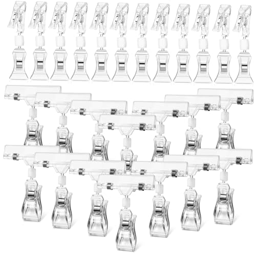 PEPLAYTAL 40 Stück Teiliges Drehbare Preisschildhalter aus Robustem Starke Klemmkraft Vielseitig Einsetzbare Schilderclips für Geschäfte Anpassbare Anzeigewinkel Langlebige von PEPLAYTAL