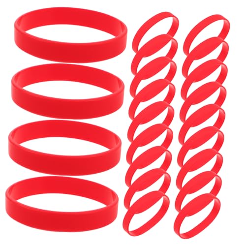 PEPLAYTAL 48 Stück Rote Silikon Armbänder Elastische Weiche Wristbands für Erwachsene als Geburtstags Party Giveaways Sportevents und Teamaktivitäten von PEPLAYTAL