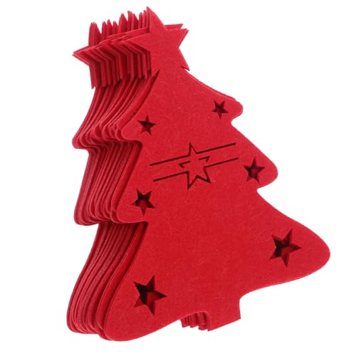 PEPLAYTAL 48 Stück Teiliges Weihnachtsbesteckhalter Filz Rotes Weihnachtsbaum-Design Weiche Stabile Bestecktaschen für Gabeln und Löffel Kreative Party Tischdeko für Festliche Anlässe von PEPLAYTAL