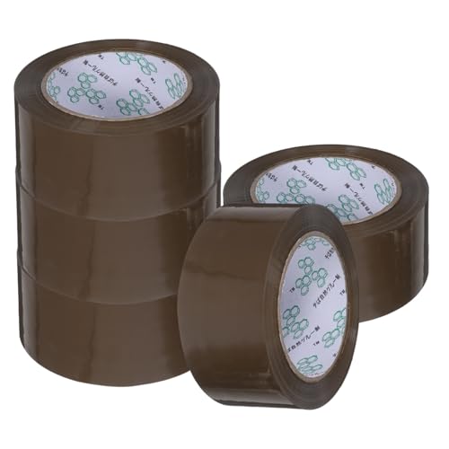 PEPLAYTAL 5 Rollen Klebeband Verpackungsklebeband Starkes Packband Braun Heavy Duty Versand Paketband für Umzug Büro Haushalt Kartons Sicher Versiegeln von PEPLAYTAL