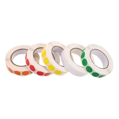 PEPLAYTAL 5 Rollen Kleine Runde Aufkleber Selbstklebend Bunte Punkte Etiketten für Beschriftung und Inventarverwaltung Geeignet für Büro und Klassenzimmer Vielseitige Markierungslösung von PEPLAYTAL
