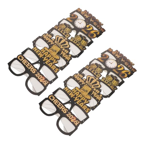 PEPLAYTAL 5 Sets Neujahrs Dekorationsbrillen 2026 Partybrillen Frohes Neues Jahr Brillen Ausgefallene Silvester Accessoires Neujahrsbrillen Nye Party Dekoration Glitzerbrillen Schwarzes von PEPLAYTAL