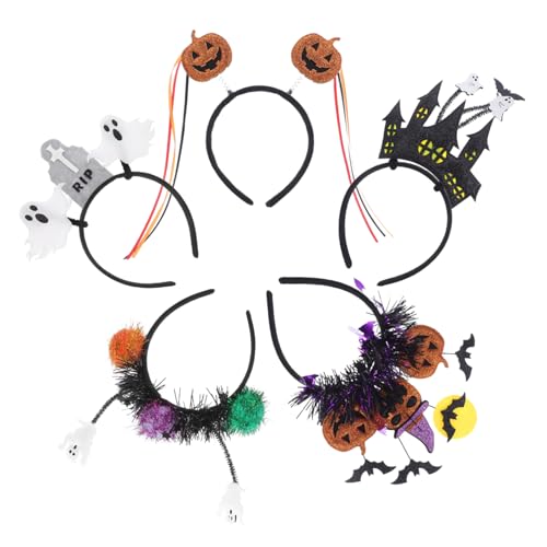 PEPLAYTAL 5 Stück Teiliges Halloween Set Verstellbare Katzenohren und Kürbis Haarbänder Leichte Kostümhaarbänder für Erwachsene und Kreative Party und Cosplay Haarschmuck für Halloween von PEPLAYTAL