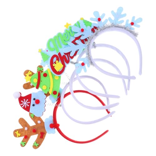 PEPLAYTAL 5 Stück Teiliges Leuchtendes Weihnachts Haarreif mit Rentiergeweih Schneeflocken Weihnachtsbaum Glühend im Dunkeln Leicht Langlebig Festliche Partyaccessoires für Erwachsene von PEPLAYTAL