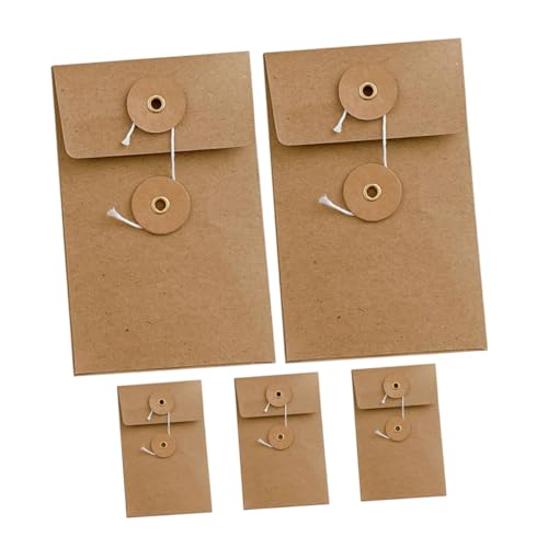 PEPLAYTAL 5 Stück Vintage Kraftpapier Umschläge Teilig mit Schnurverschluss Kleine Quadratische Aufbewahrungstaschen für Karten und Dokumente Robuste Handliche Umschläge für Büro Hochzeit von PEPLAYTAL