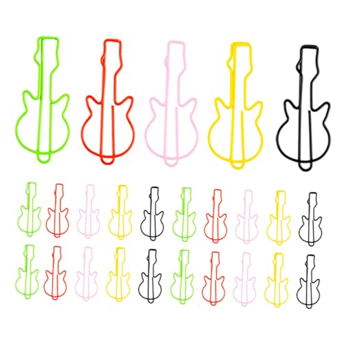 PEPLAYTAL 50 Stück Gitarrenförmige Metall Büroklammern Lesezeichen Bunte Musikdesigns Künstlerische Papierclips Für Büro und Schule von PEPLAYTAL