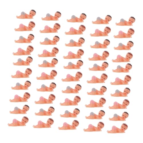 PEPLAYTAL 50 Stück Teiliges Mini Shower mit Rosa und Blauen Schlafenden Kunststoffbabys Niedliche Tischdekoration für Babyparty und Geschenke Leichte und Sichere Mini Babypuppen von PEPLAYTAL