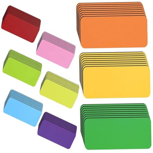 PEPLAYTAL 54 Stück Teiliges Bunte Magnetische Namensetiketten Beschreibbar Trocken Abwischbar Flexibel Vielseitig für Whiteboards Kühlschränke Büro Schule Haushaltsorganisation von PEPLAYTAL