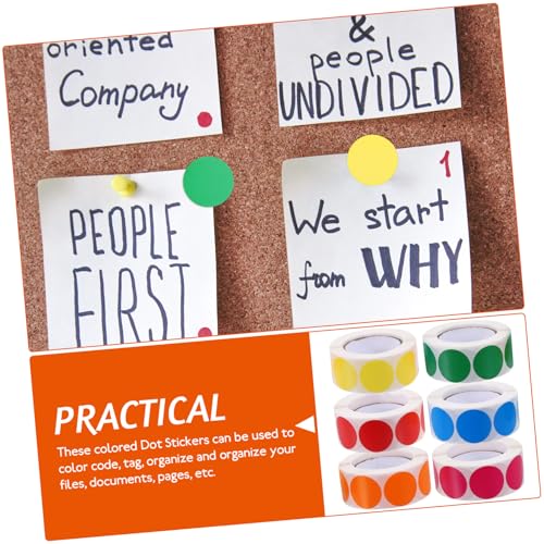 PEPLAYTAL 6 Rollen Runde Punktaufkleber Selbstklebend Farbige Markierungsetiketten für DIY Klassifizierung Büro Schule Haushalt pro Kleine Aufkleber zur Organisation von PEPLAYTAL