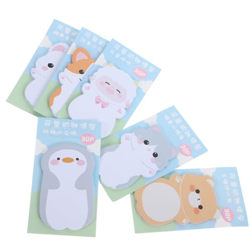 PEPLAYTAL 6 Sätze Niedliche Cartoon Haftnotizen Pocket Notebook Pad Selbstklebende Memo Sticky Tabs für Schule Büro Zuhause Doppelseitig Beschreibbar Praktische Klebezettel für To Do Listen von PEPLAYTAL