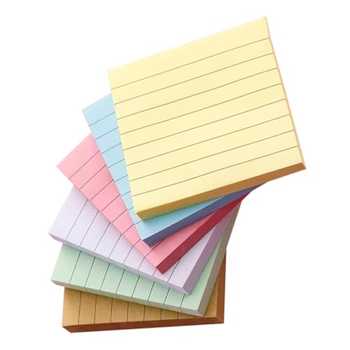 PEPLAYTAL 6 Stück Bunte Linierte Haftnotizen Teiliges Selbstklebend Tragbare Memo Pads Beidseitig Beschreibbar für Büro Schule und Alltag Praktische Notizblöcke für Wichtige Erinnerungen von PEPLAYTAL