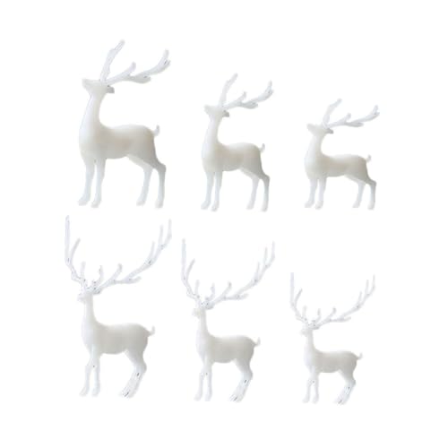 PEPLAYTAL 6 Stück Kristall Epoxidharz Elch Figuren Dreidimensionale Micro Landschaft DIY Schmuck Weiße Elch Ornamente für und Bastelprojekte von PEPLAYTAL