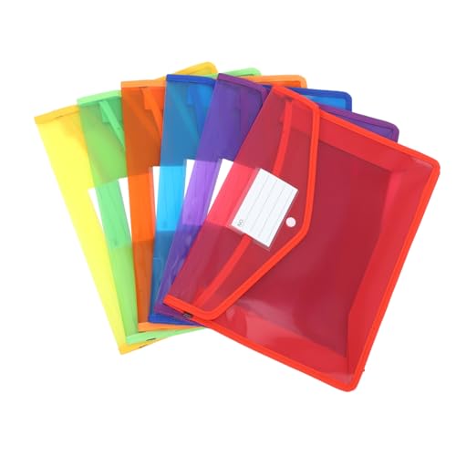 PEPLAYTAL 6 Stück Kunststoff Dokumentenmappe Transparente File Folder mit Druckknopfverschluss Reißfest mit Beschriftbarem Etikett Vielseitig für Büro Schule und Zuhause Geeignet von PEPLAYTAL