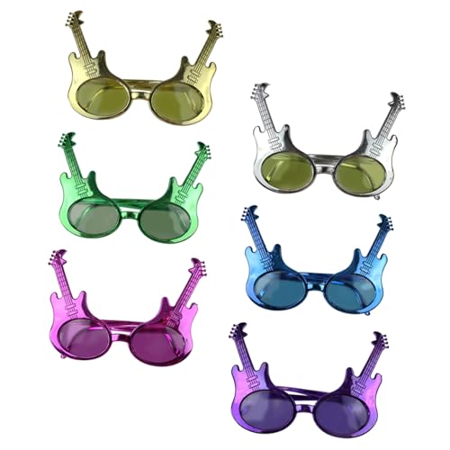PEPLAYTAL 6 Stück Lustige Partybrillen in Gitarrenform aus Robustem Material Sicher und Bequem als Originelle Partydekoration und Fotorequisite für Erwachsene bei Themen Zufällige Farbe von PEPLAYTAL