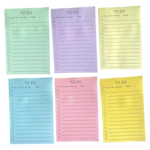 PEPLAYTAL 6 Stück Praktische Memo Pads Farbige Haftnotizen mit Stark Klebender Oberfläche Portable To do Listen Haftzettel für Schule Büro Zuhause Kompakte Vielseitige Notizzettel von PEPLAYTAL