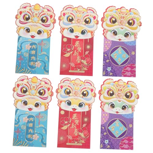PEPLAYTAL 6 Stück Teiliges Chinesische Neujahrs Hongbao Umschläge Jahr der Schlange mit Einzigartigen Cartoon Motiven Geräumig Vielseitig Verwendbar für Geldgeschenke Frühlingsfest und von PEPLAYTAL