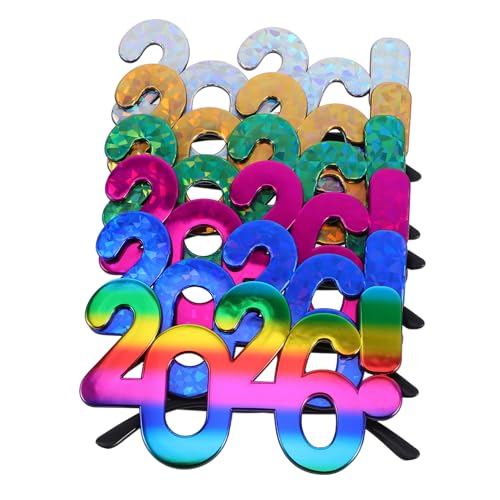 PEPLAYTAL 6 Stück Teiliges Party Brillen aus Robustem Pc Material Leichte Vielseitige Foto Requisiten für Silvester Abschlussfeiern Geburtstage Bunte Zahlen Brillen für Festliche Anlässe von PEPLAYTAL