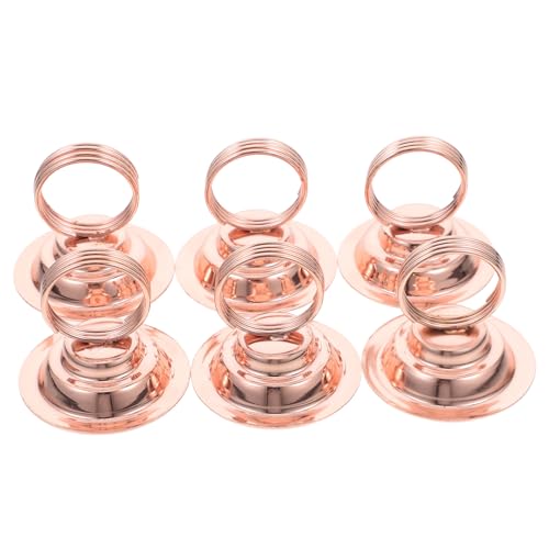 PEPLAYTAL 6 Stück Tischkartenhalter aus Robustem Metall Roségoldener Kartenhalter mit Rundem Sockel Eleganter Memo Clip für Hochzeit Restaurant Bankett Vielseitig für Fotos Menükarten von PEPLAYTAL