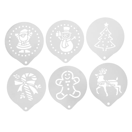 PEPLAYTAL 6 Stück Ziehstein aus Edelstahl kaffeeschablone coffee lover coffee art Kaffeevorlagen Kaffeezubehör erste Aber Kaffeeform für Café Cupcake -Schablonen Rostfreier Stahl Silver von PEPLAYTAL