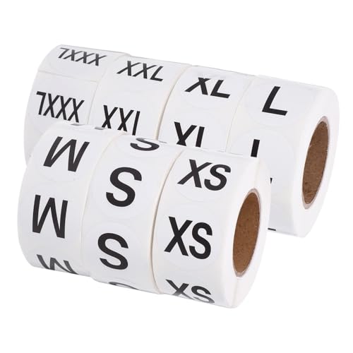 PEPLAYTAL 7 Rollen Selbstklebende Aufkleber für Kleidung Rund Etiketten Xs Xxxl Größenmarkierung Shirt Aufkleber für Haushalt und Einzelhandel von PEPLAYTAL