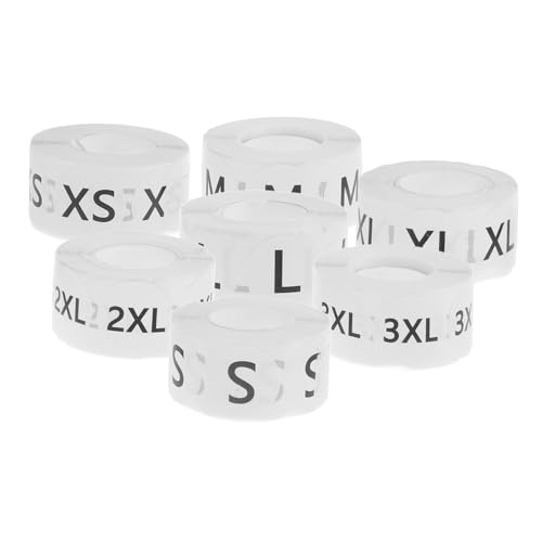 PEPLAYTAL 7 Rollen Selbstklebende Runde Größenetiketten Xs bis Vielseitige Klebeetiketten für Kleidungstypen Praktische Kleidungsetiketten für Einzelhandel und Textilgrößenkennzeichnung von PEPLAYTAL