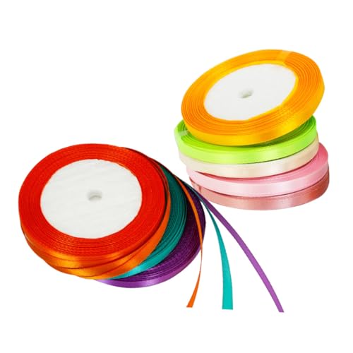 PEPLAYTAL 8 Stück Teiliges Satinbänder in Gemischten Farben Glänzende Geschenkband Schleifenbänder für Geschenkverpackung Ballon Dekoration und DIY Partydekoration von PEPLAYTAL