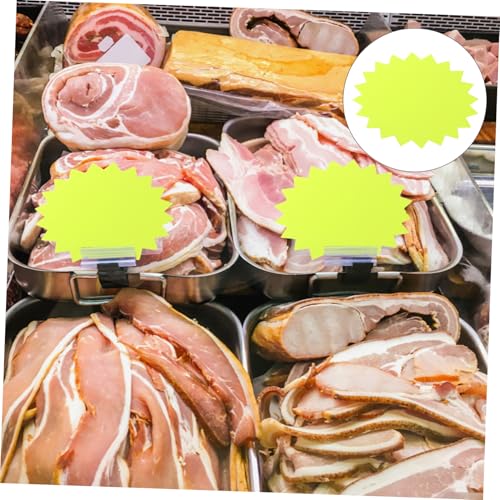 PEPLAYTAL 80 Stück Teiliges Geformte Preisschilder aus Hochwertigem Papier Gelbe Verkaufs etiketten Beschreibbare Preiskarten für Supermarkt Werbung und Verkaufsförderung von PEPLAYTAL