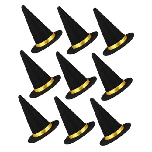 PEPLAYTAL 9 Stück Mini Hexenhüte Schwarz Halloween Party Deko Zauberer Hut Flaschenaufsätze für Diy Basteln Tischdekorationen und Partygeschenke von PEPLAYTAL