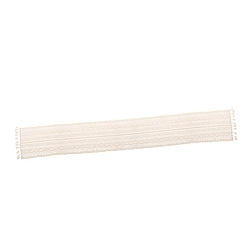 PEPLAYTAL Beiger Vintage Tischläufer aus Baumwolle mit Spitze rutschfeste Hohle Tischdecke für Dekorative Tischdekoration bei Party und Picknick von PEPLAYTAL