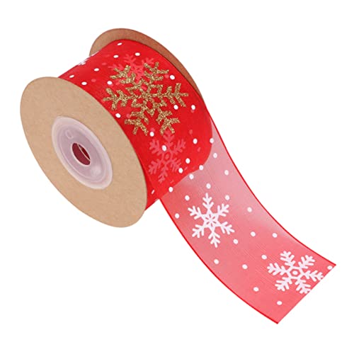 PEPLAYTAL Breites Weihnachts Geschenkband mit Schneeflocken Rotes Organza Dekoband für Geschenkverpackung Party und Weihnachtsbaumdekoration von PEPLAYTAL