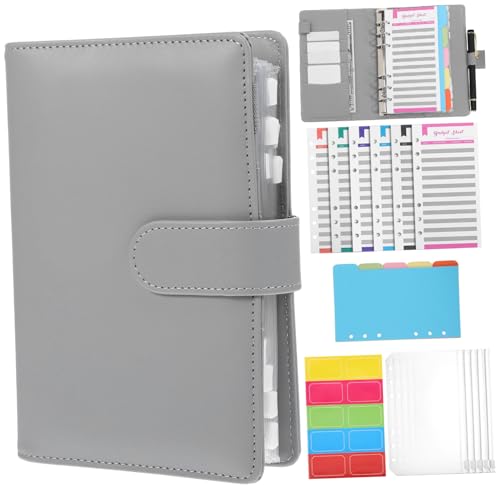 PEPLAYTAL Budget Binder aus Grauem Kunstleder Sparchallenge Planer mit Robustem Ringbuch Flexibles Seitenlayout Tragbar und Stilvoll für Finanzübersicht und Geldorganisation von PEPLAYTAL