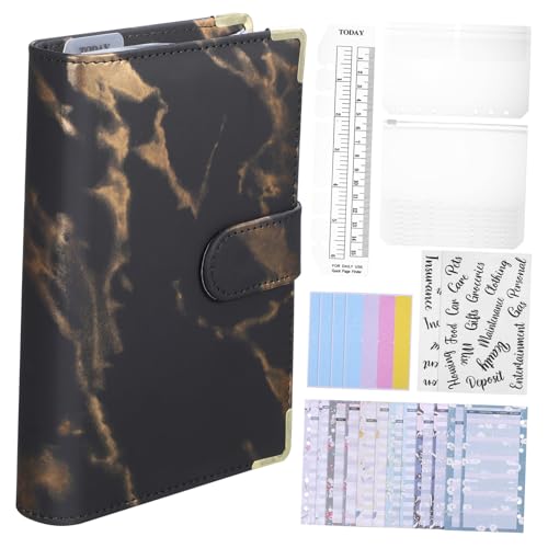 PEPLAYTAL Budgetplaner Ringbuch mit Reißverschluss PVC Schwarz Umfassendes Haushaltsbuch mit Geldfach Mehrfachen Taschen und Organizer für Ausgaben Finanzübersicht Flexibles von PEPLAYTAL