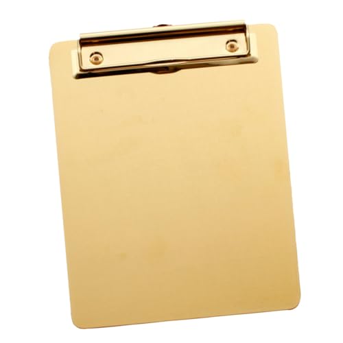 PEPLAYTAL Edelstahl Klemmbrett mit Ablage Gold Schreibbrett Clipboard File Organizer für Schule Büro Lehrer Memohalter Langlebig Rundkantig von PEPLAYTAL