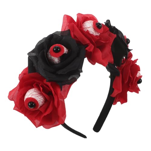 PEPLAYTAL Gruseliger Halloween Haarreif mit Blutrotem Augenball und Künstlichen Rosen Leichter Kopfschmuck für Kostüme Cosplay und Partyaccessoire von PEPLAYTAL