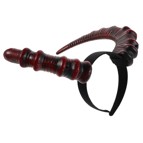 PEPLAYTAL Halloween Teufelshörner Stirnband Rot Gothic Tierhorn Haarreif Unisex Leichtes Schaf Horn Accessoire für Halloween Karneval Cosplay Party Verkleidung und Fotosessions von PEPLAYTAL