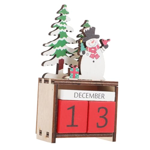 PEPLAYTAL Holz Adventskalender Weihnachts Countdown Kalender mit Drehbaren Zahlenblöcken Wiederverwendbar Stabile Tischdekoration für Xmas Party und Festliche Weihnachtsgeschenke von PEPLAYTAL