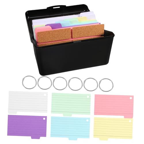 PEPLAYTAL Indexkartenhalter Karteikartenbox mit Farbigen Trennblättern und Linierten Notizkarten Schwarzer Kartenorganizer für Büro und Zuhause Vielseitige Aufbewahrung und DIY Projekte von PEPLAYTAL