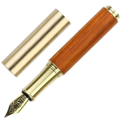 PEPLAYTAL Kompakter Vintage Füllfederhalter aus Holz und Metall Handlicher Mini kalligraphie stift für Schüler und Mädchen Langlebig Leicht und Tragbar für Schule und Zuhause von PEPLAYTAL