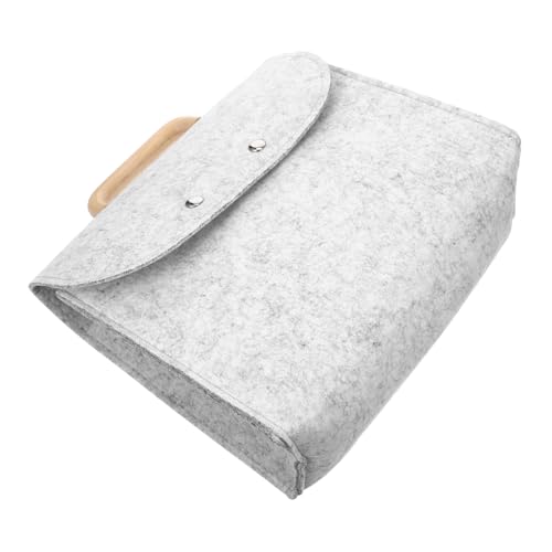 PEPLAYTAL Leichte Filz tasche mit Großem Fassungsvermögen und Stabilem Holzgriff Eleganter Büro organizer für Akten und Dokumente Vielseitige Filz mappe in Hellgrau für Business und Alltag von PEPLAYTAL
