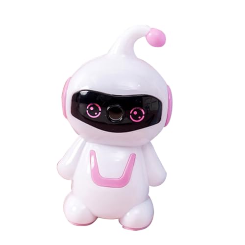 PEPLAYTAL Manueller Bleistiftspitzer Roboter Design Cartoon Handkurbel Anspitzer für Schule Büro Praktische Geschenkidee Rosa von PEPLAYTAL
