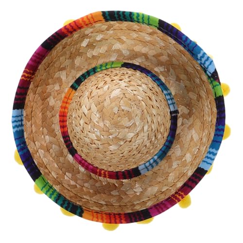 PEPLAYTAL Mini Mexikanischer Sombrero Hut für Haustiere Kleines Partyaccessoire Handgefertigt Leichter Mexikanischer Festhut mit Kinnband für Geburtstagsfeiern und Fiesta Dekorationen von PEPLAYTAL