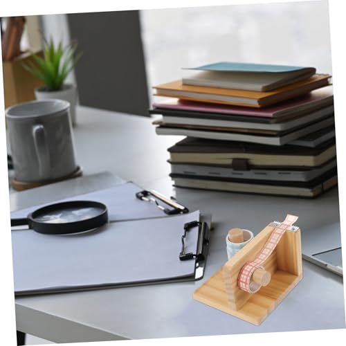 PEPLAYTAL Professioneller Klebebandabroller aus Holz Tisch klebebandschneider mit Glatten Kanten Praktischer Tape Dispenser für Büro und Haushalt Kompatibel mit Packband und Geschenkband von PEPLAYTAL