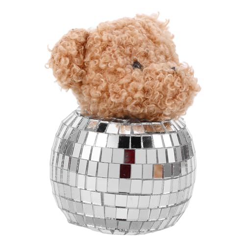 PEPLAYTAL Reflektierender Disco Spiegelbär Tischfigur aus Glas Handgefertigte Dekorative Bärenfigur für Party Schlafzimmer und Zuhause Einzigartiges für Disco Geburtstag von PEPLAYTAL